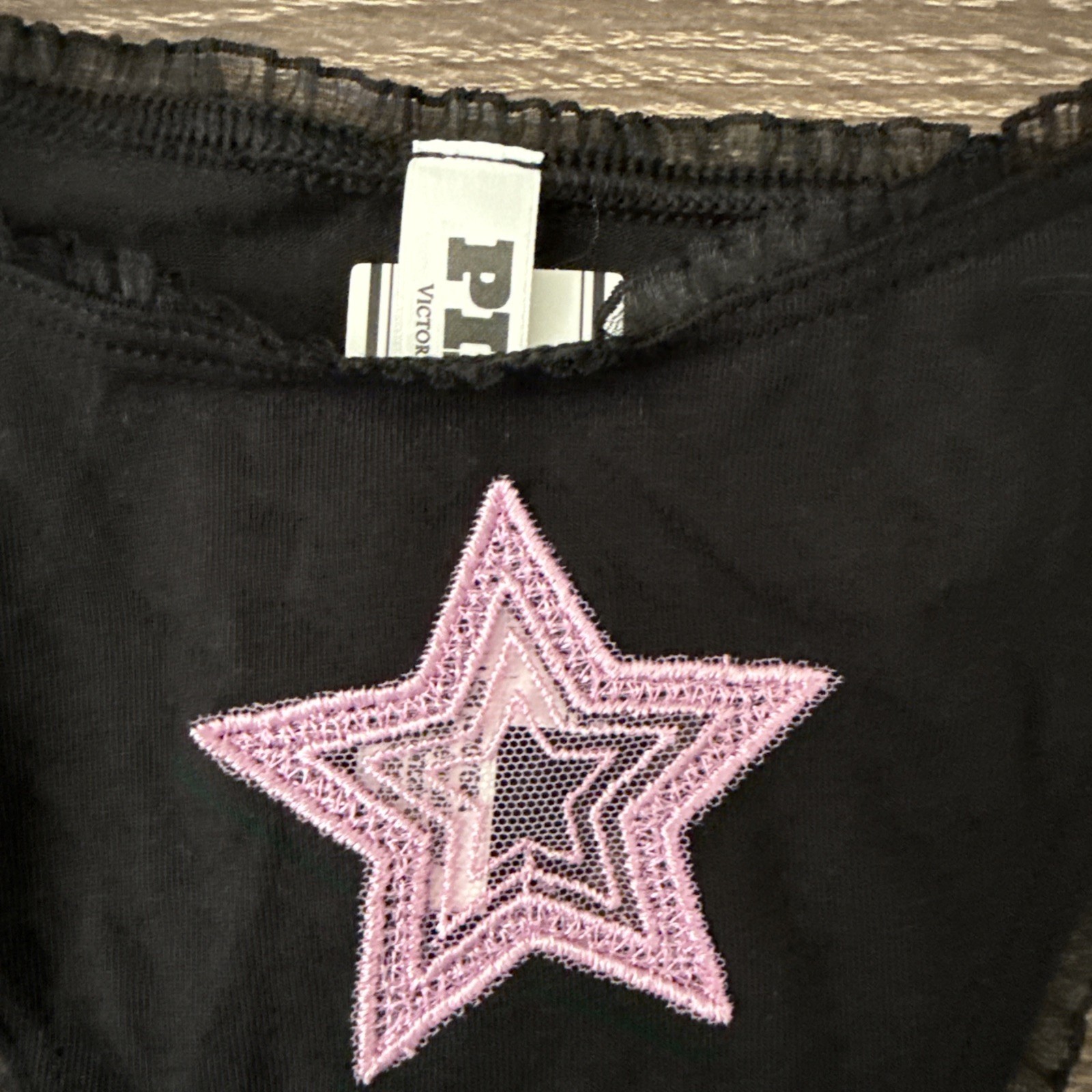 Pink By Victoria’s Secret, Small, Black Lace, Trim, Keyhole, Thong Panties