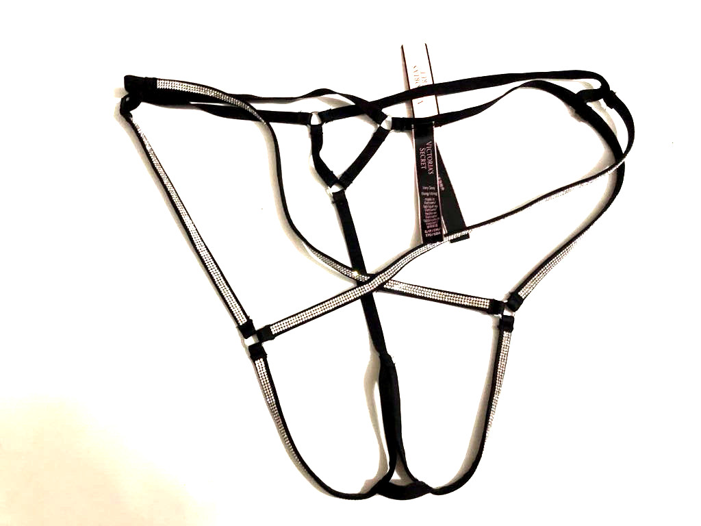 Victoria’s Secret Very Sexy Open Shine Rhinestone Straps Strappy Thong Panty NWT