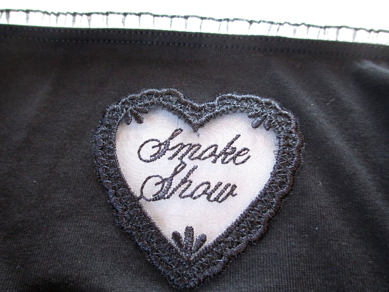 VICTORIA’S SECRET PINK Cotton Cheeky Panty XL Black NWT Mesh Heart VS Ruffle