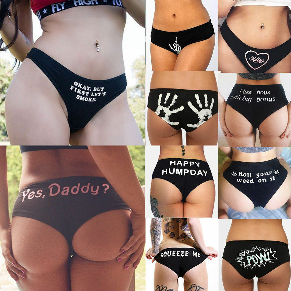 G-string Funny Underwear Letter Panties Briefs Sexy Lingerie Thongs Knickers