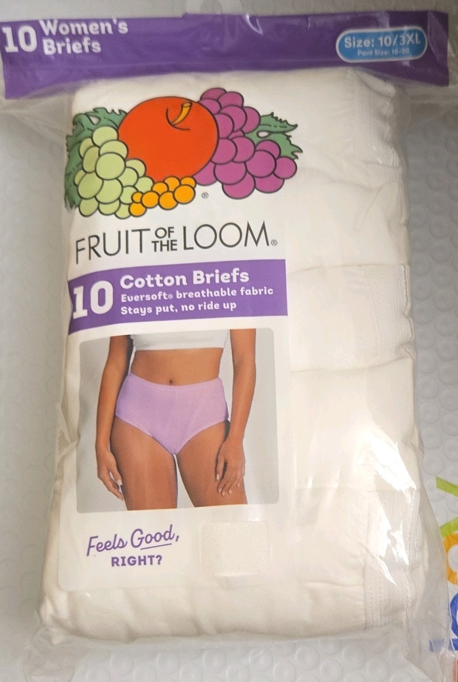 Fruit Of The Loom Women’s Sz 10/3XL Cotton Briefs Panties Underwear 10 Pack