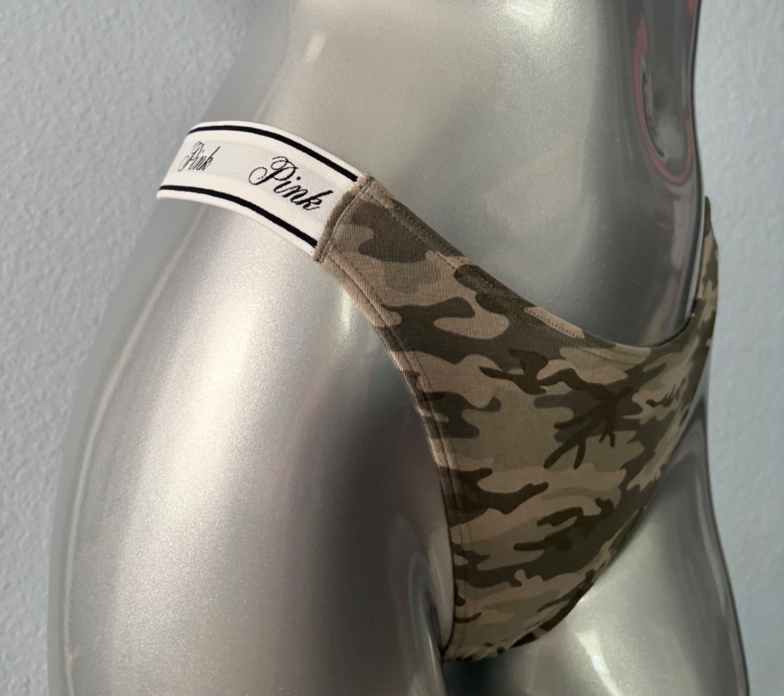 PINK Victoria’s Secret Thong Panty Logo Band Camo Nwt S M L 2XL