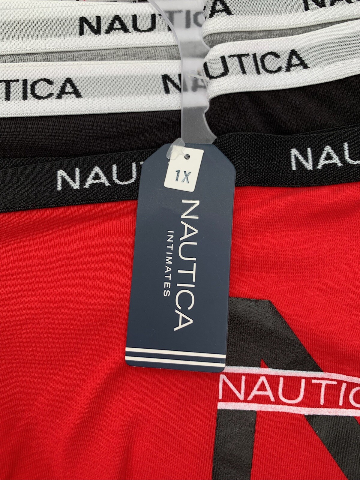 Nautica 4 pack Boy Shorts Panties Plus Size 1X Red Black Gray White Print