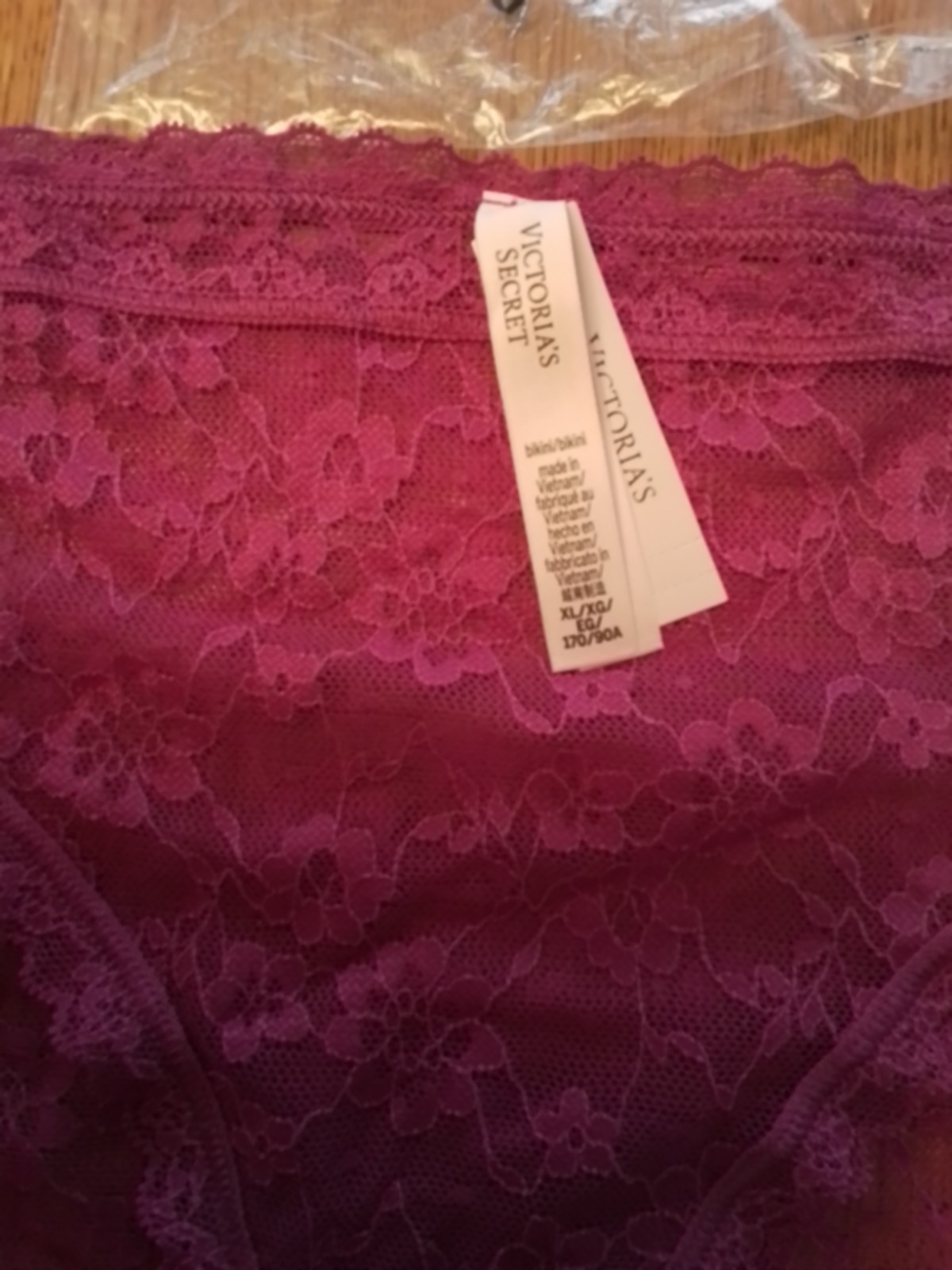 New With Tags Victoria’s Secret Lace Raspberry Pink Bikini Extra Large XL