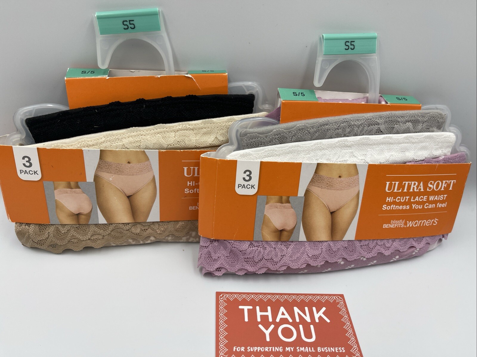 Warner’s Ultra Soft Hi-Cut Panties With Lace – 3 Pack – Size S-5 LOT OF 2 NEW
