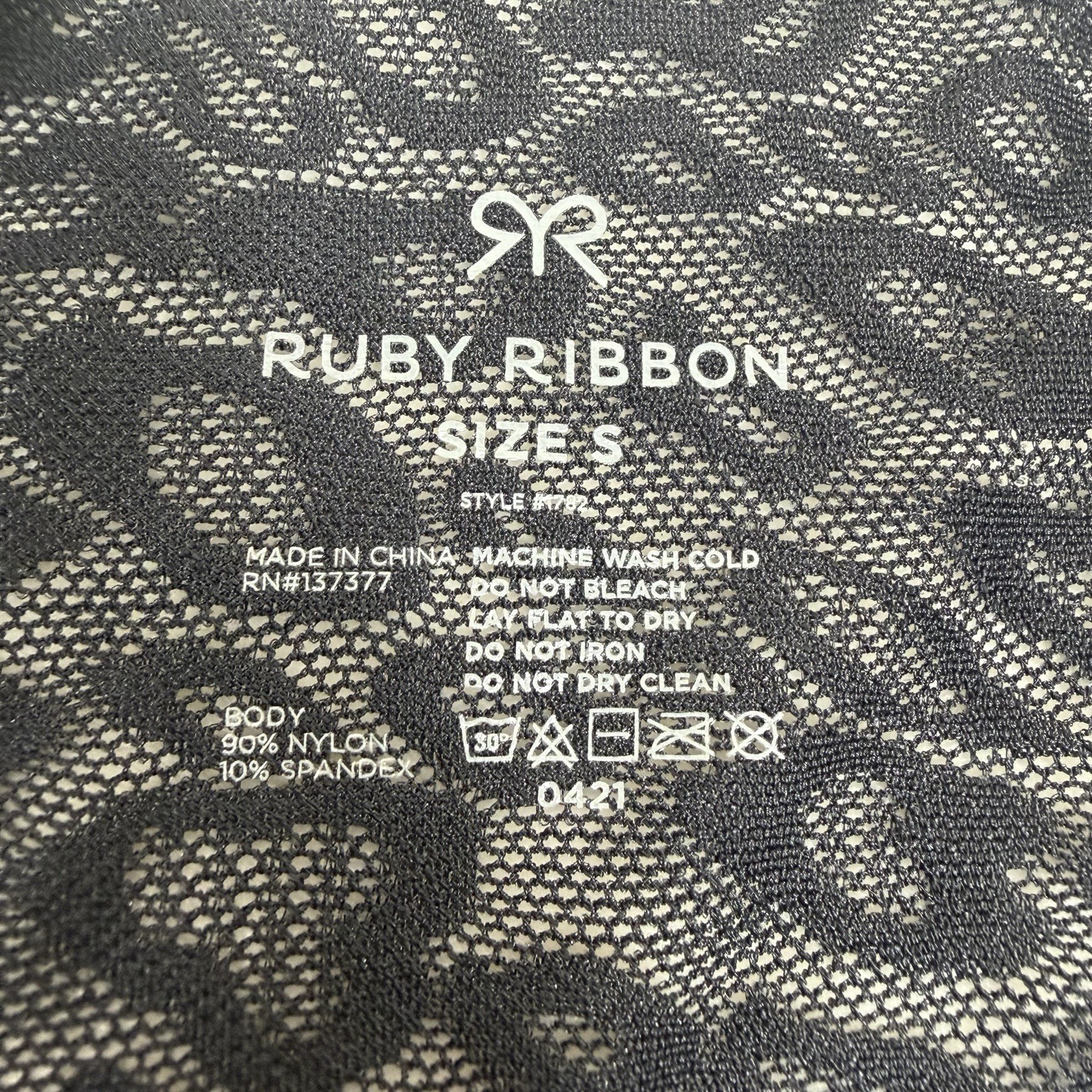 Ruby Ribbon Size Small High Waist Black Lace Brief Style 1782 Sheer