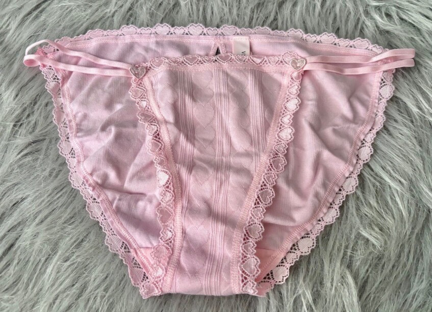 Victoria’s Secret String Bikini Panty Pretty Blossom Pink Heart M L XL 2XL