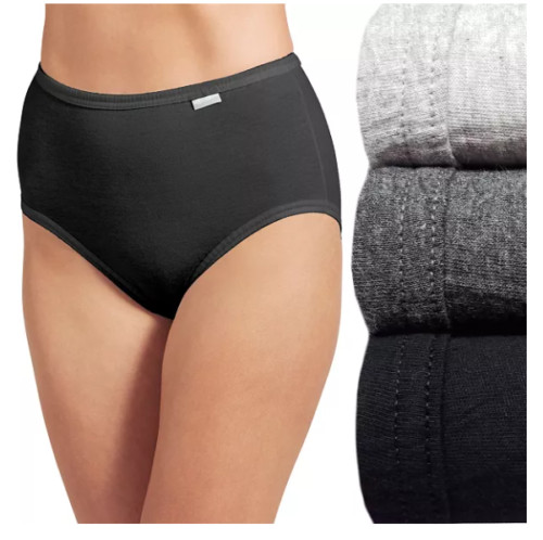 Women’s Jockey 3-Pack Briefs/Black -Gray Comfort 100% Cotton Classic