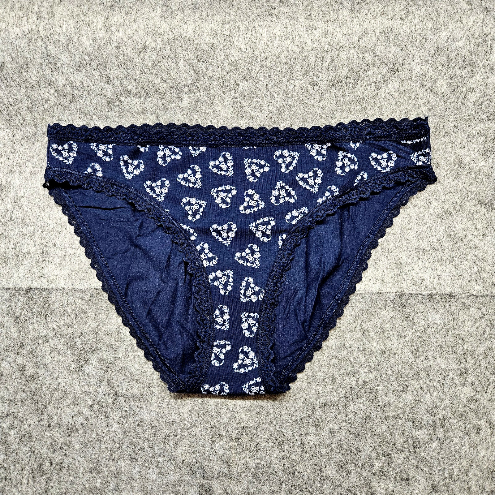 Victoria Secret Panty Women L Bikini 5 Pack Lot Cotton Love Logo Flower Hearts