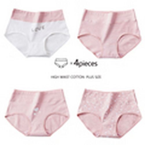 Seamless Cotton Panties M-5XL High Waist Slimming Panty Women Underwear 4Pcs