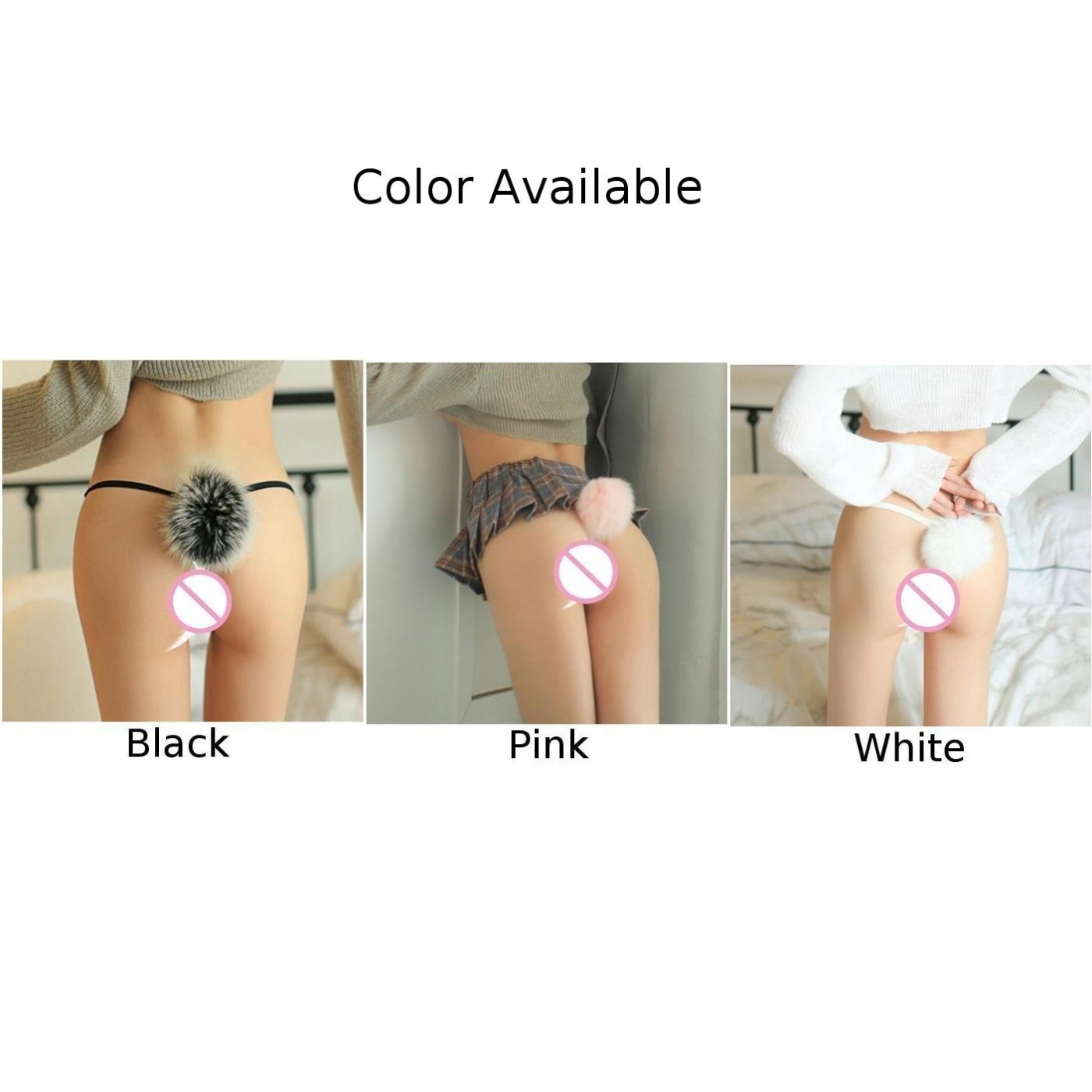 Bedroom Home Panties Thong G-String Rabbit Bunny Tail 1 * 1 PC Cosplay