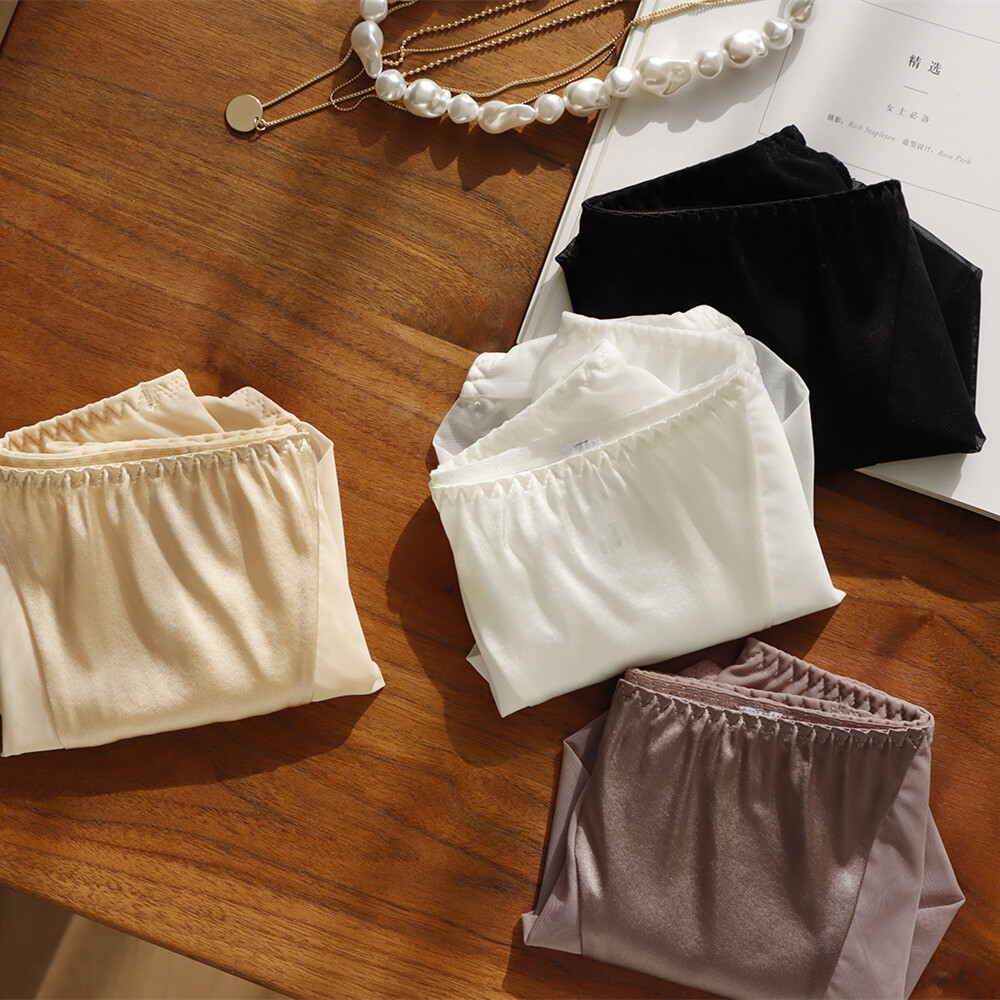 2pcs Women’s Underwear With Mesh 100 Mulberry Silk Stitching Sexy Briefs Classic