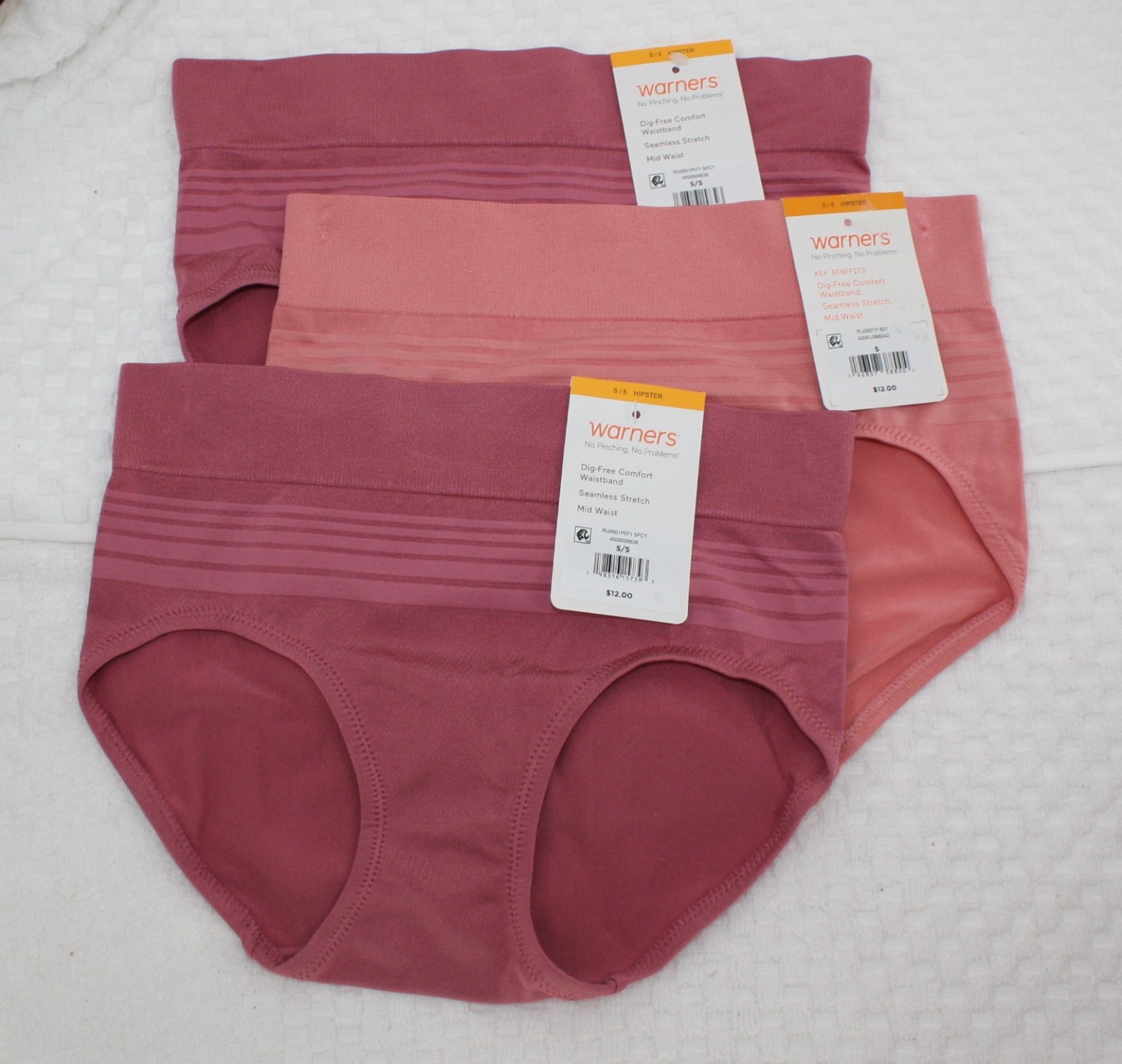 New set of 3 WARNER’S no muffin pinching problem SEAMLESS HIPSTER PEACH MAUVE S