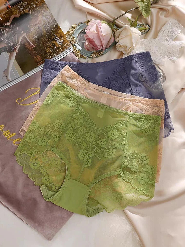 2 Pack High Waist Briefs Tummy Control Girdles Lace Shaper Panties M-3XL
