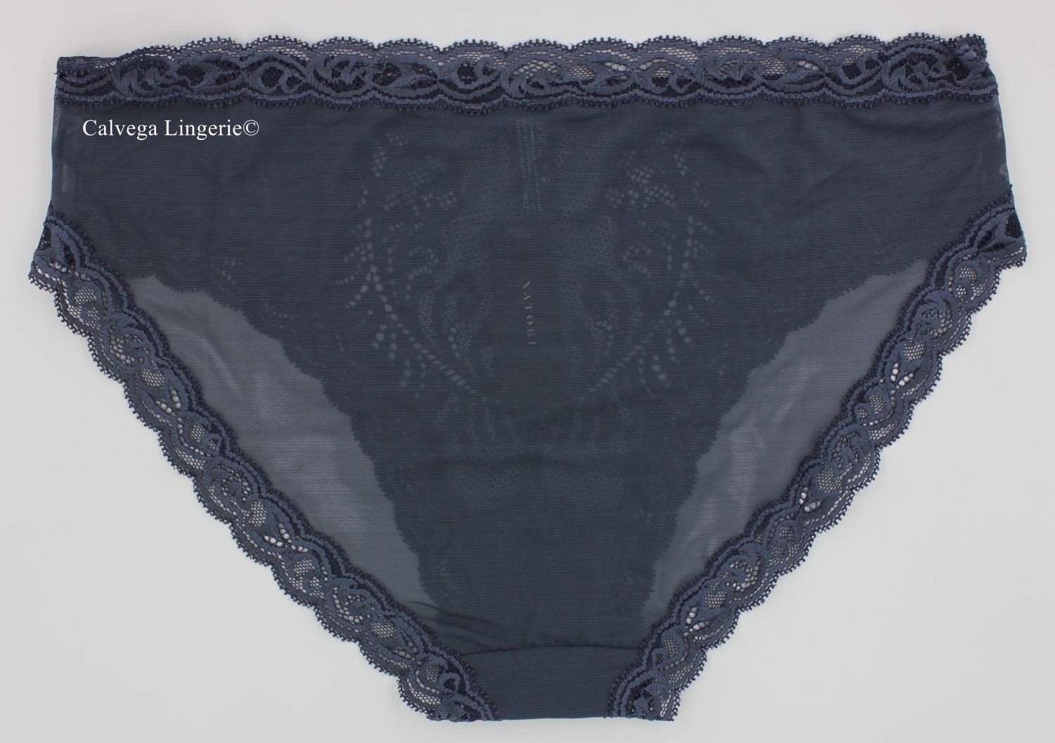 NWT NATORI 753023 “Feathers” Mesh w/Lace Hipster, Navy Blue (“Ash Navy”), XL