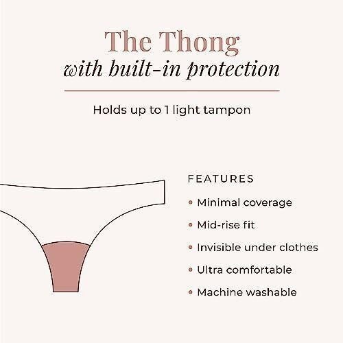 Proof. Thong, Light Absorbency Period Underwear for Women – Holds up to 1…
