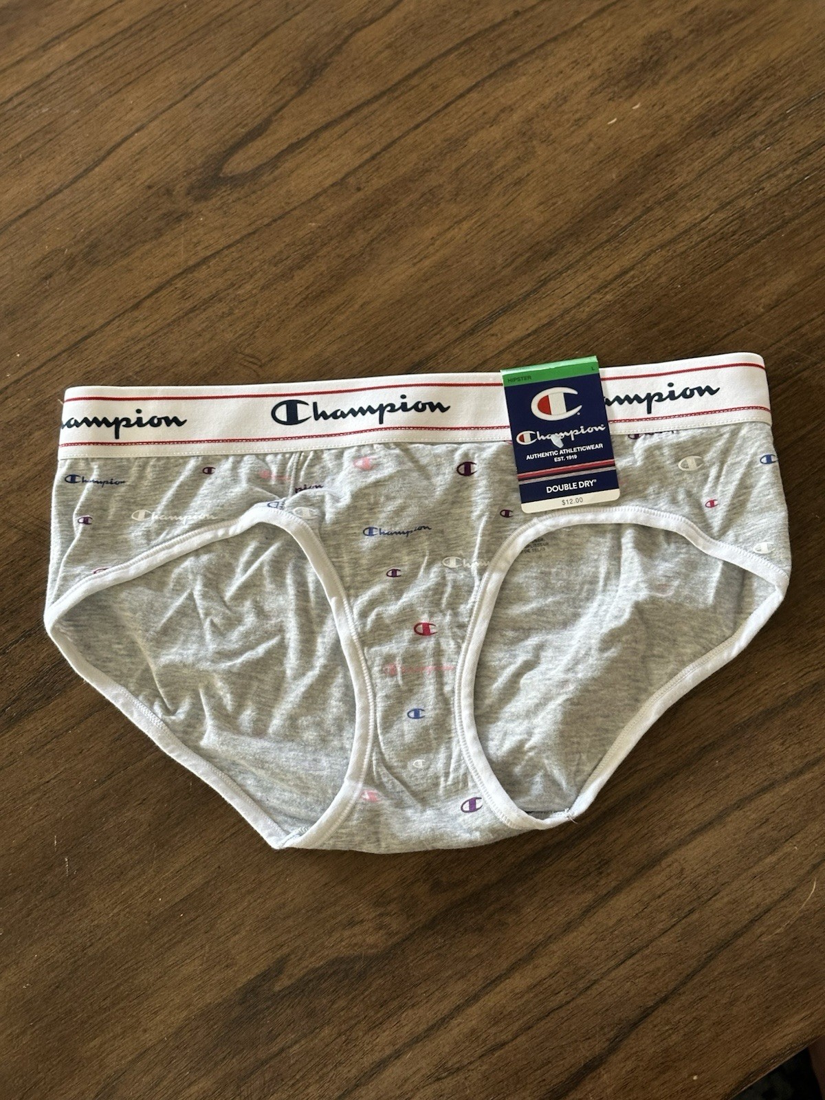 Champion Double Dry Grey Multi Color Ch41as Hipster Large L Panties NWT