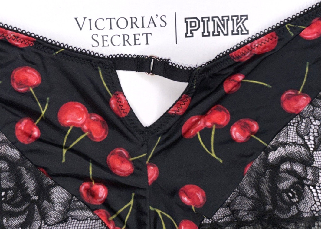 Victoria’s Secret Very Sexy NWT XS Black Cherry Lace Trim High Leg Cheeky Panty