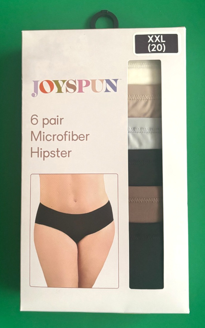 Joyspun Microfiber Hipster XXL (20) Panties, 6-Pack, New In Box, Free Shpg