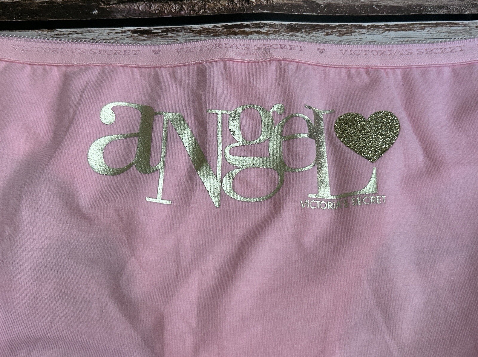 NWT Vtg Victorias Secret Pink “Angel”Wings Bikini Small Gold Heart Bling Sparkle