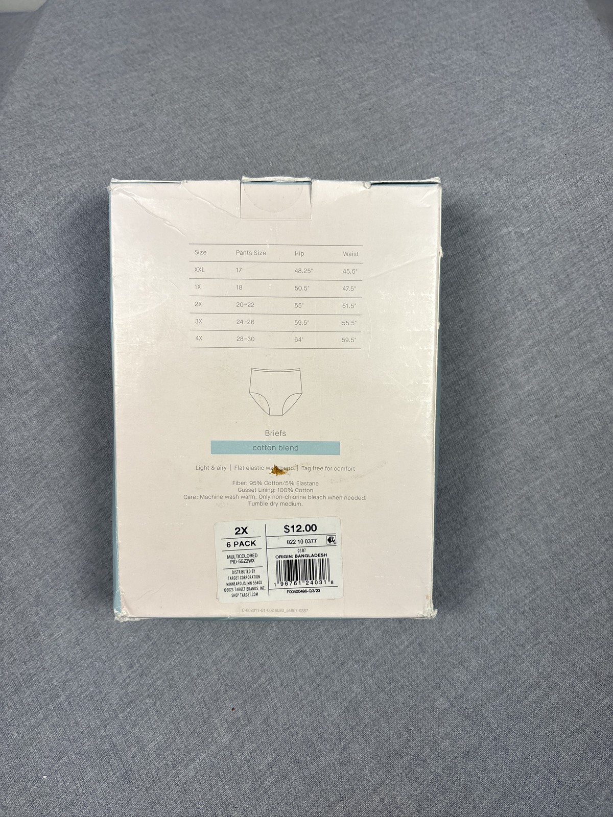 Auden Cotton Blend Briefs Underwear 6 Pack Neutrals Multi Size 2X 20-22