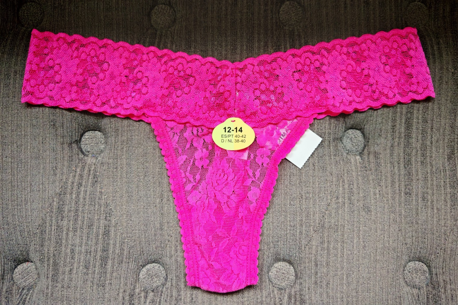 Primark Secret Possessions Fuchsia Pink Lacey Thong Size Medium 12 To 14