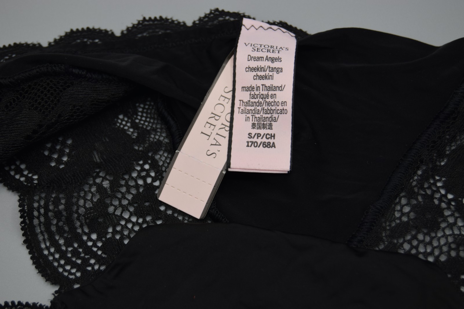 Victoria’s Secret Dream Angels Cheekini Tanga Lace Black S