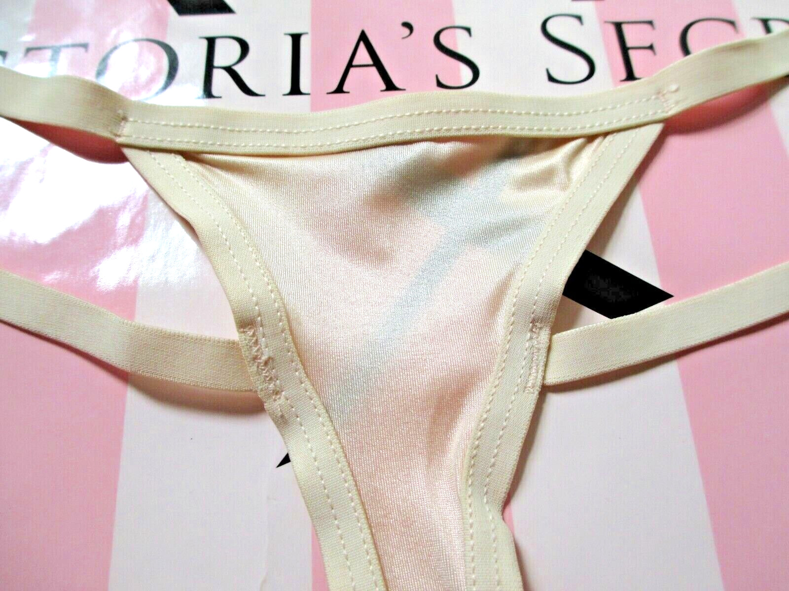 VICTORIA’S SECRET VERY SEXY Thong Panty M XL Ivory NWT Strappy VS FREE SHIP 4+
