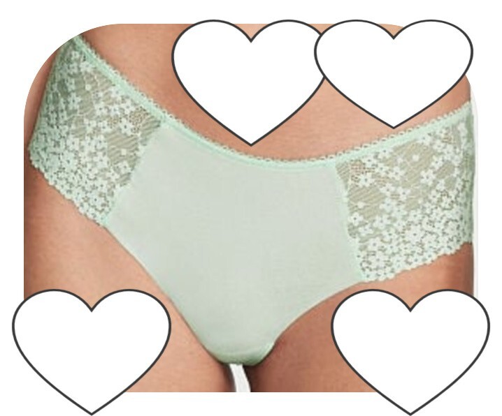 XL Spring Green w Daisy Lace NO SHOW Smooth Victorias Secret Hiphugger Panty