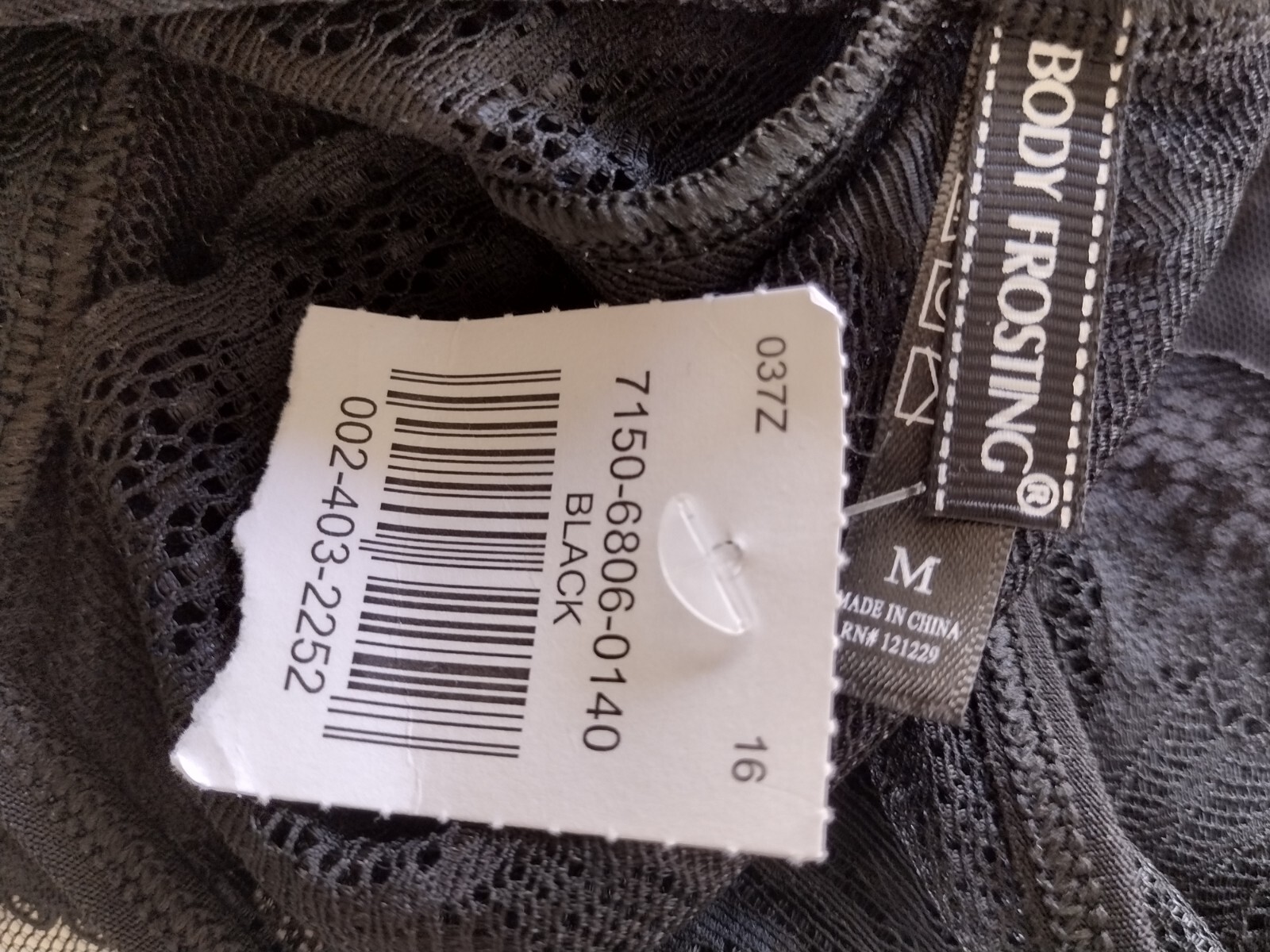 BODY FROSTING SIZE MEDIUM SHERR LACE BLACK CHEEKY PANTY NEW WITH TAGS