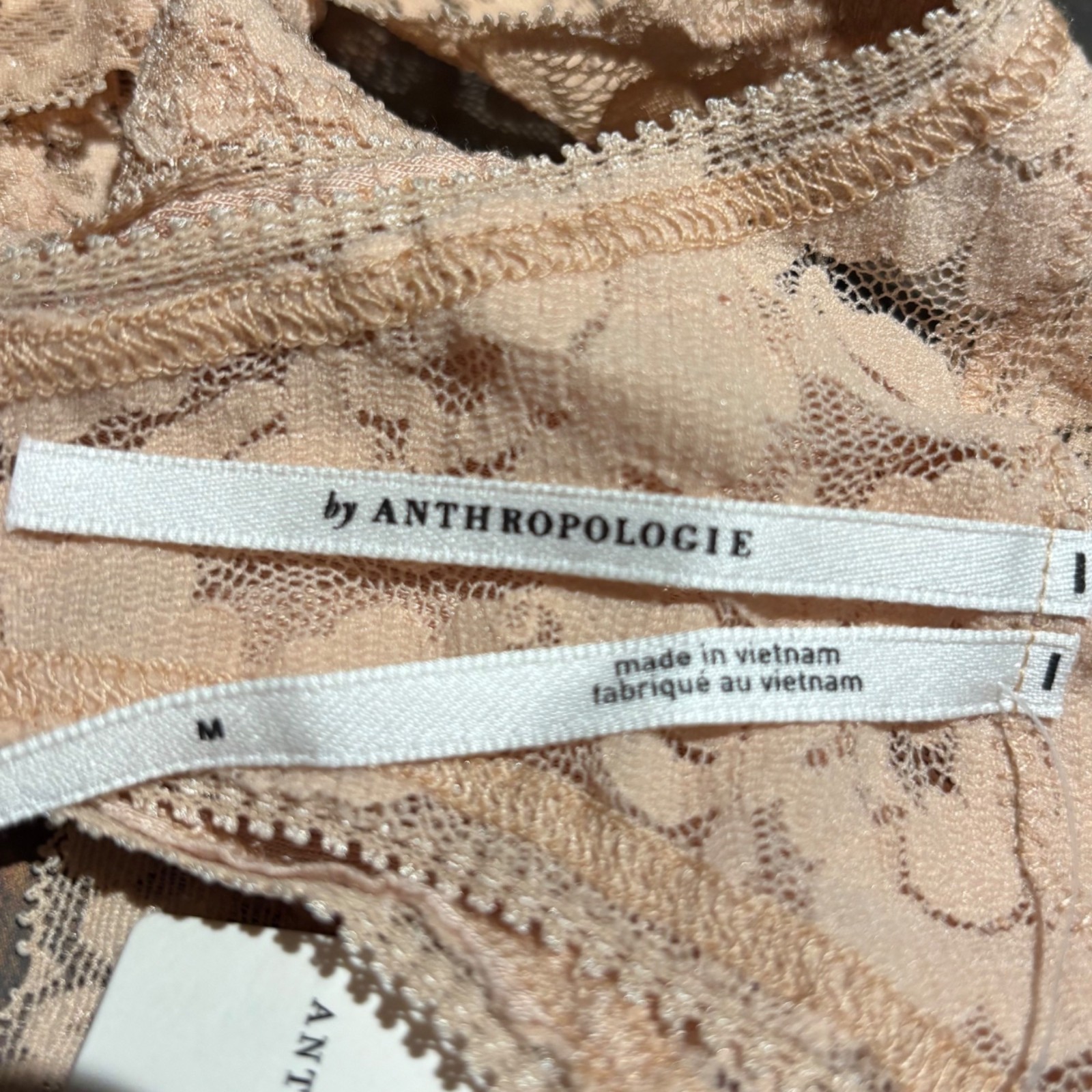 By Anthropologie Lace Thong Size M Light Sand