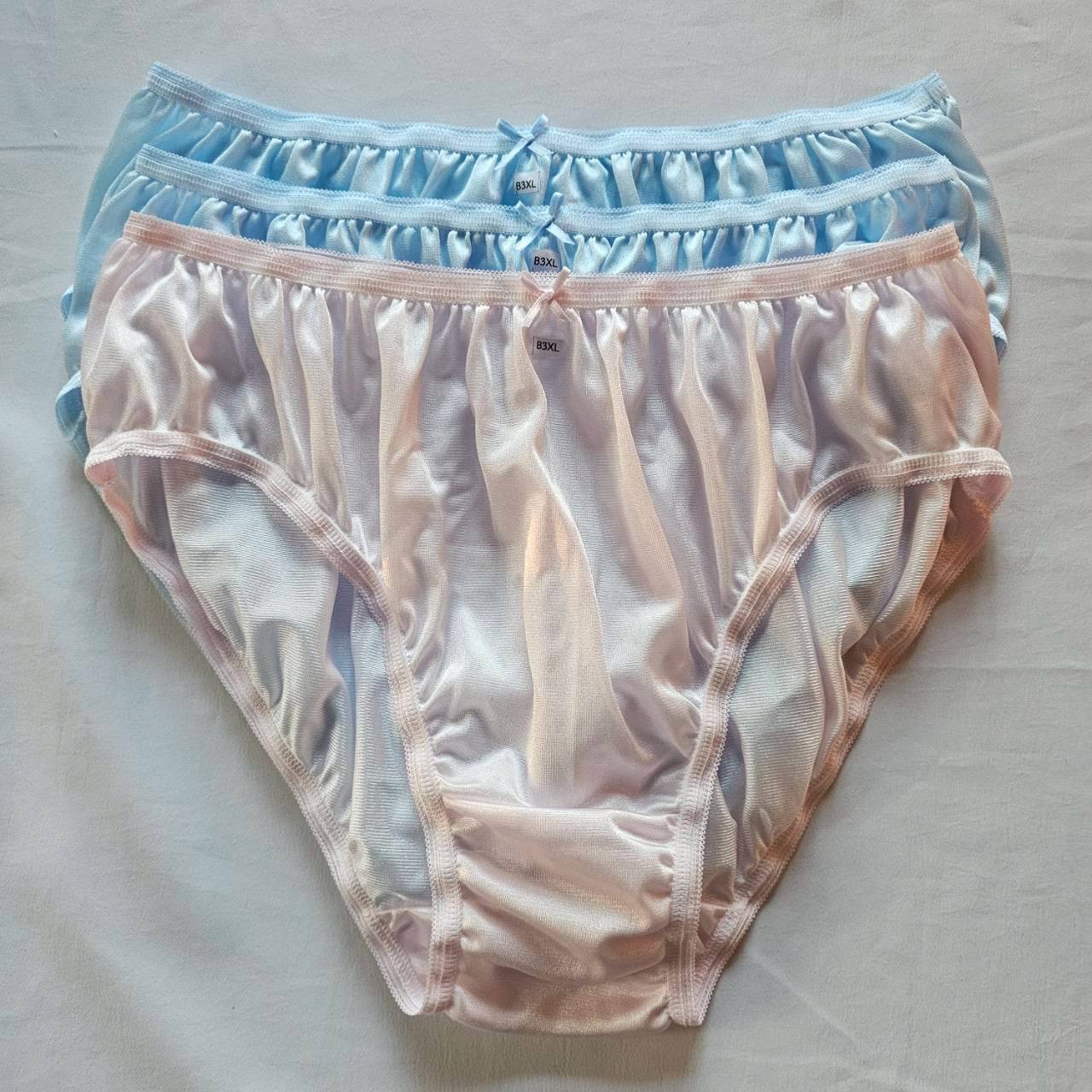 3pcs Bikini Plus Underwear Nylon Panties Briefs Light Soft Knickers Silky/3XL