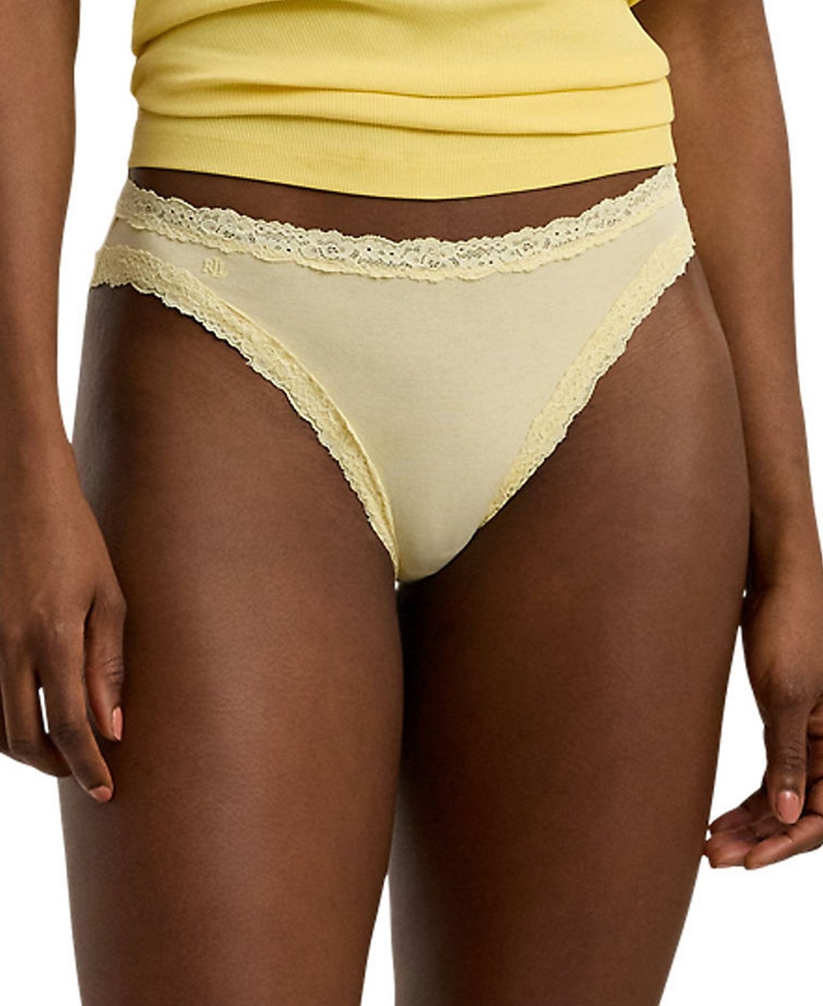 Lauren Ralph Lauren Cotton Jersey Bikini Brief Underwear Mid-rise Yellow Size M