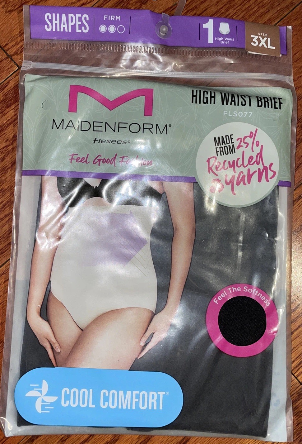 Womens Brief Panty Maidenform Flexees Black Firm High Waist Size 3XL