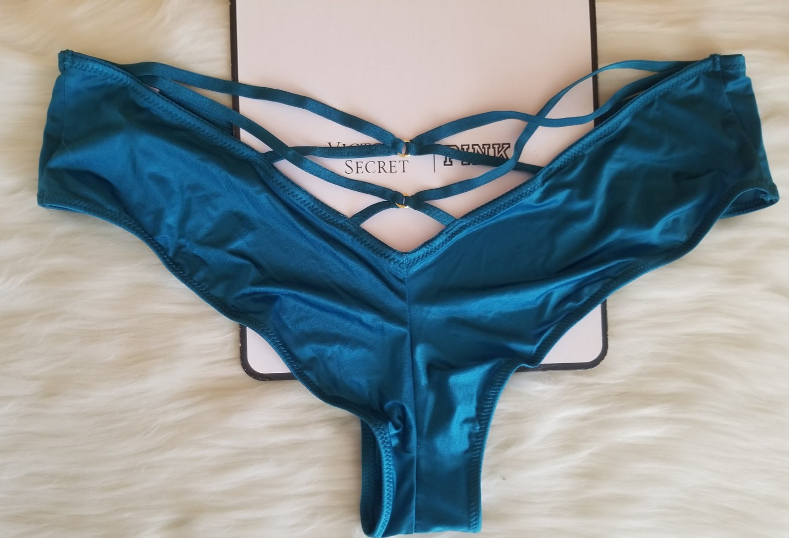 VICTORIA’S SECRET VERY SEXY STRAPPY BACK HIGH LEG CHEEKY PANTY JADE MEDIUM NWT