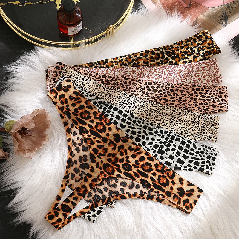6 Pack Lot Sexy Womens Thongs Panties Underwear Leopard Seamless Bikini Lingerie
