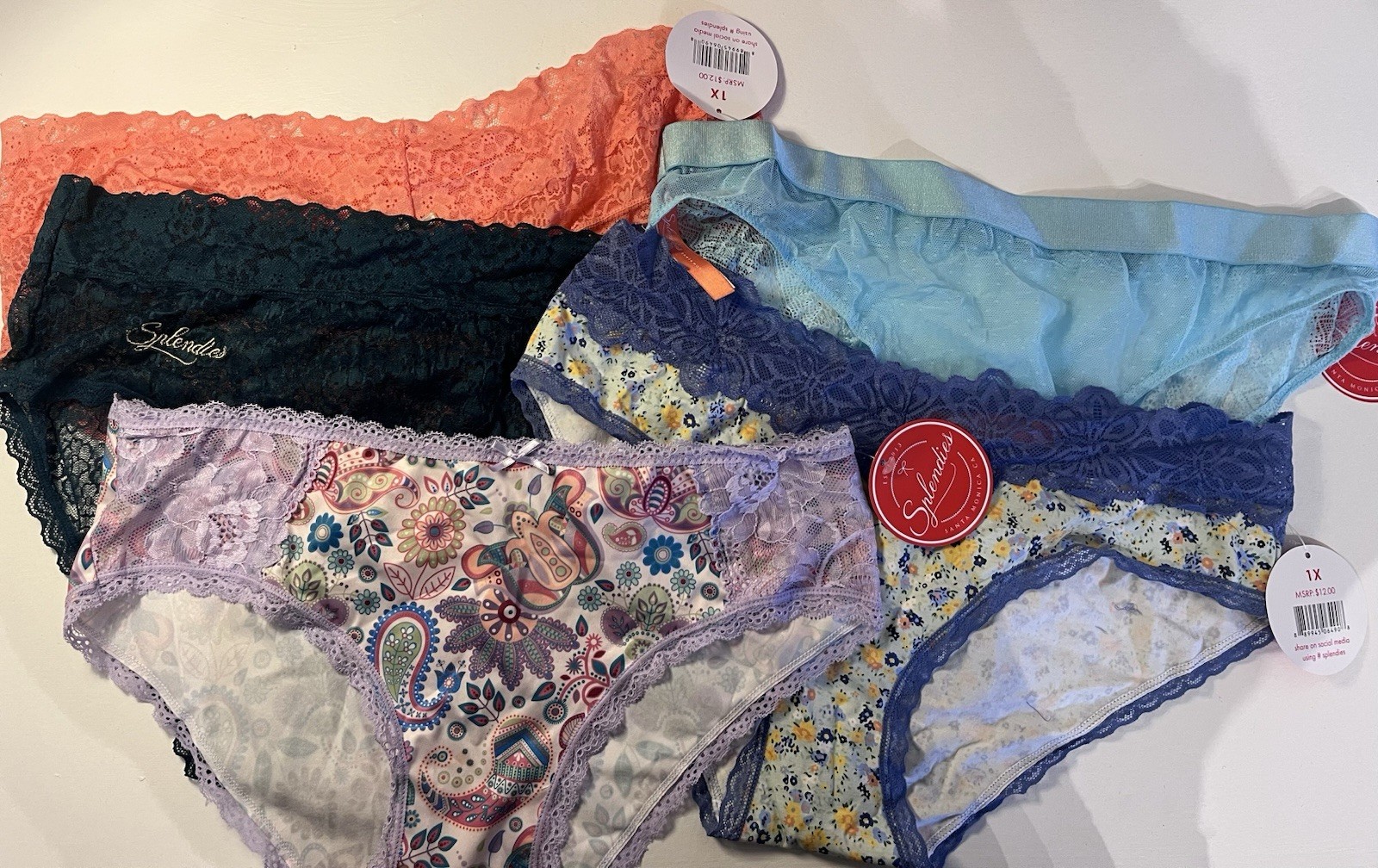 5 Pairs NWT Splendies Underwear Panties Size 1x