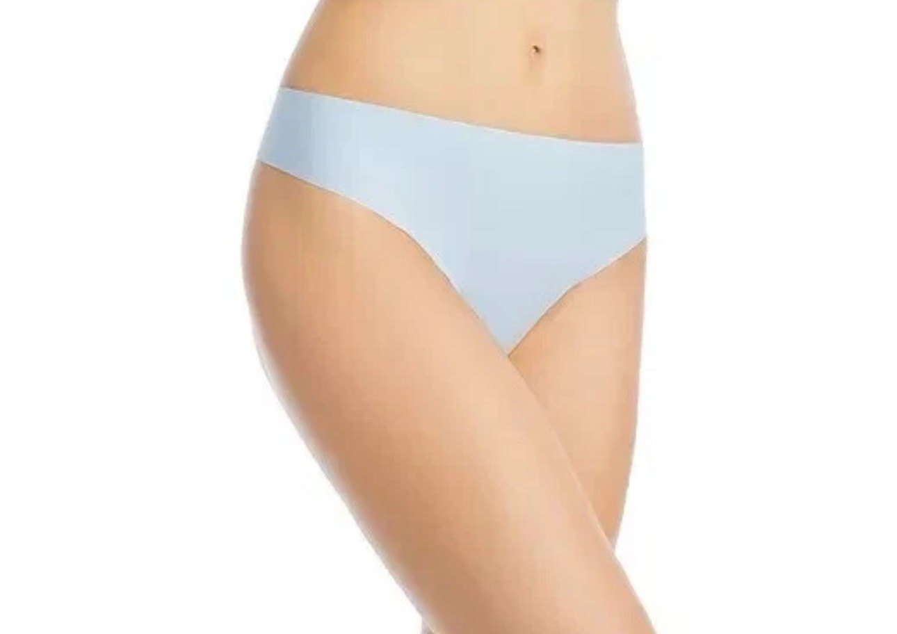 Aqua Intimates Microfiber Thong , Light Blue , Large