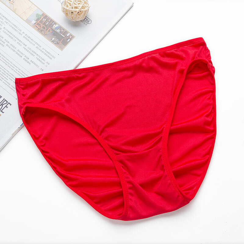 5 Pairs Lady 100% Silk Panties Underwear Briefs Lingerie Thin L-Waist Solid Soft
