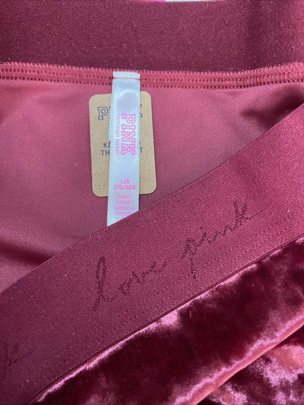 2021 Victoria’s Secret L Wide Band Velvet Velour Boyshort Panties NEW Burgundy