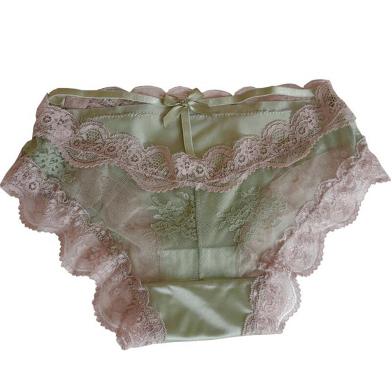 4 Pack Lot Sexy Womens Satin Panties Briefs Sheer Lace French Underwear Intimate