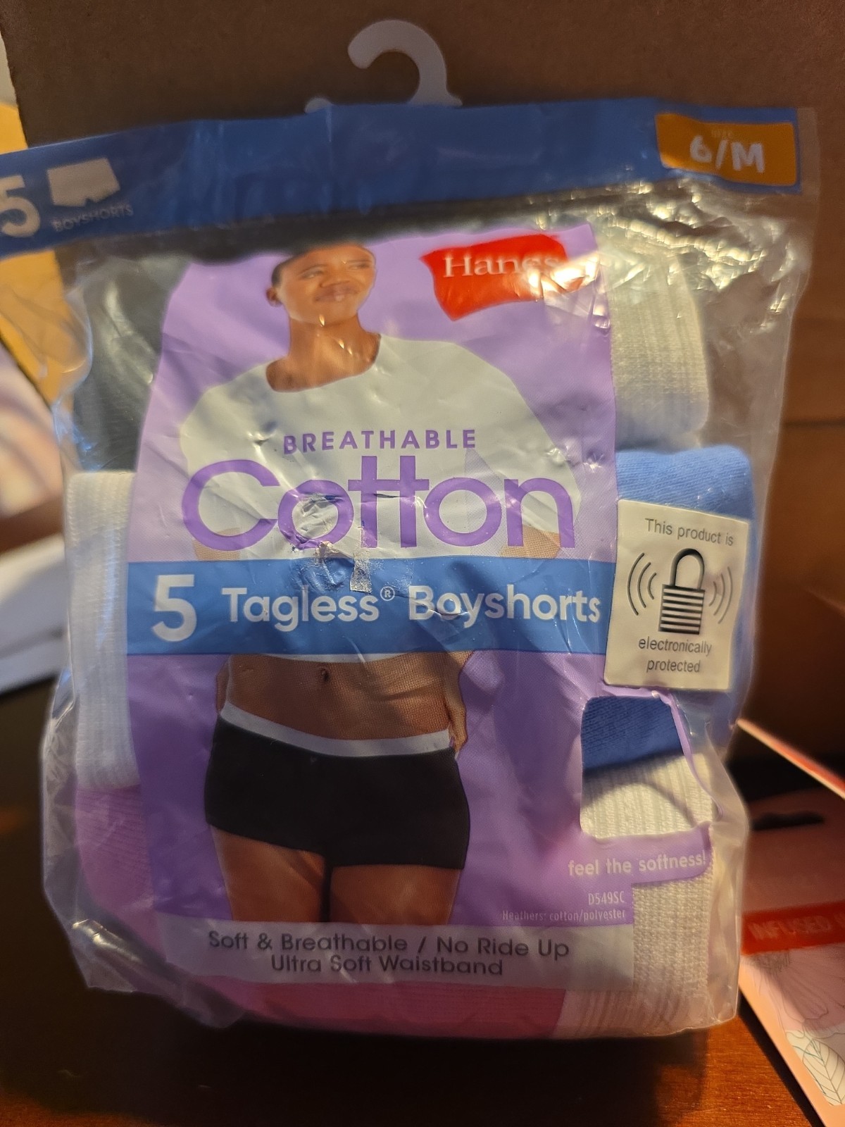 HANES Women’s TAG-LESS BOYSHORTS Breathable Cotton 6/M (5 pack) New Sealed