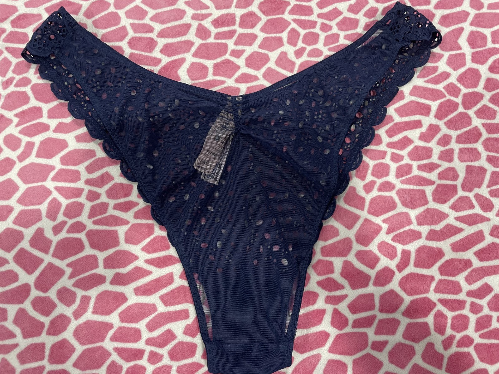 Victoria’s Secret Dream Angels Brazilian Slip NWT Blue Eyelet + Mesh Size XL