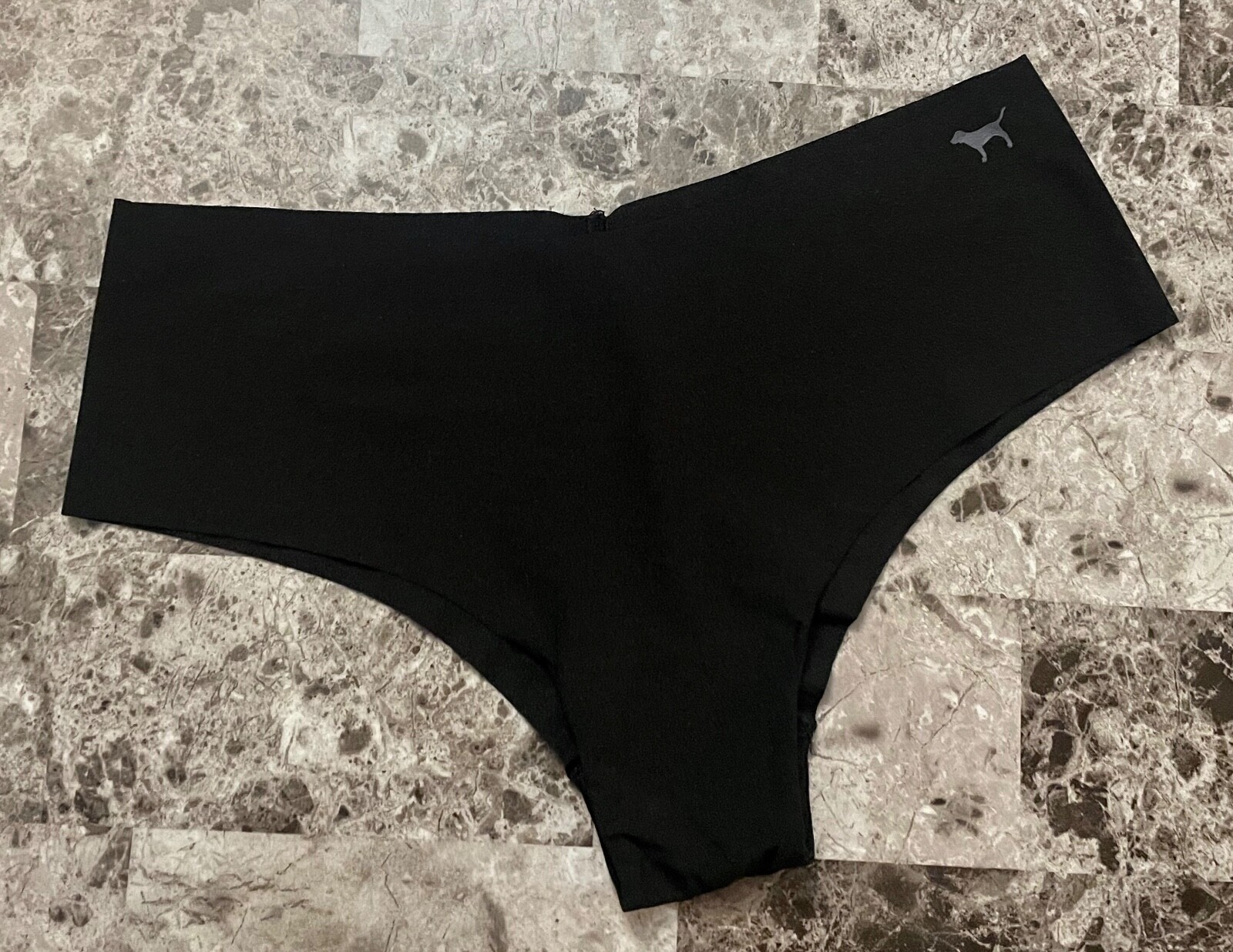 NWOT VICTORIA’S SECRET PINK BLACK GRAY DOG RAW EDGE NO SHOW CHEEKSTER PANTIES