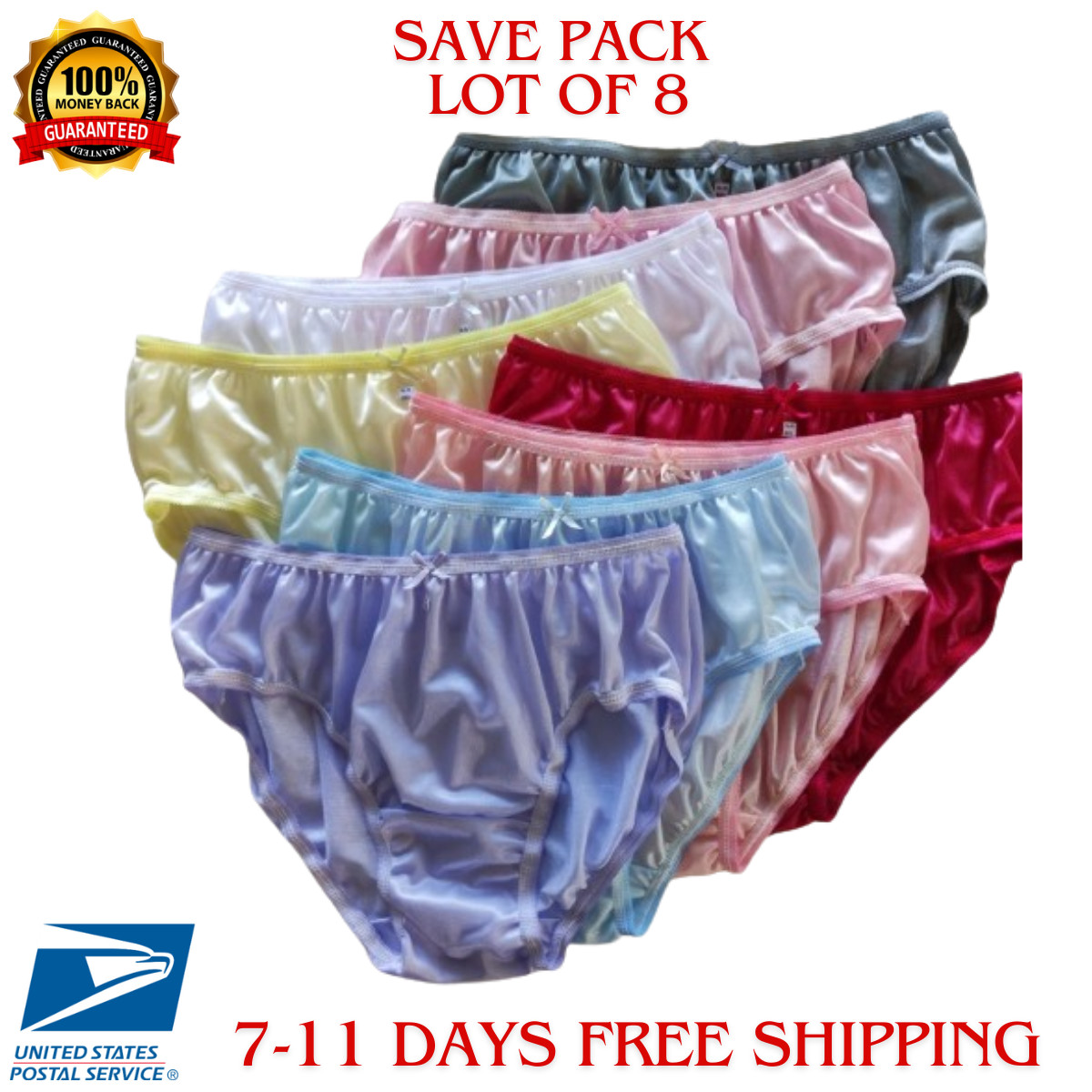 Bikini Underwear Granny Smooth XL Hips 38″x44″ 8PCS Nylon Light Soft Woman