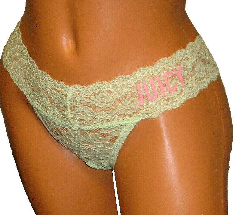 Panties Lingerie Juicy Couture Neon Green Lace Thong Medium Adult Gift