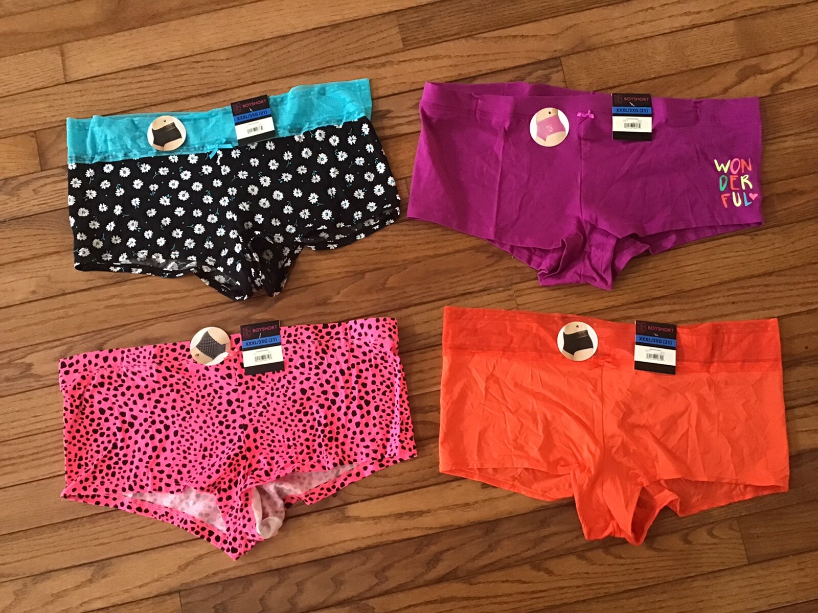 New NOBO No Boundaries 4-Pack Boyshort Panties Size 3XL (C26-2)