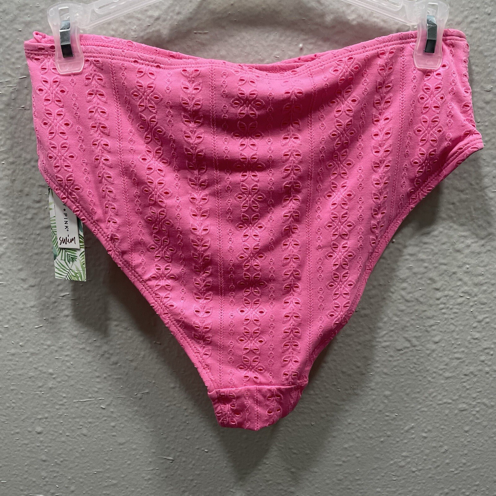 Celebrity Pink Swim NWT Pink Eyelet Side Tie Bottom Bikini Size S