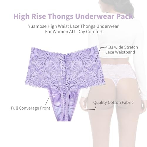 High Waisted Lace Thongs Large Black*1 Grey*1 Nude*1 Light Purple*1 Pink*1