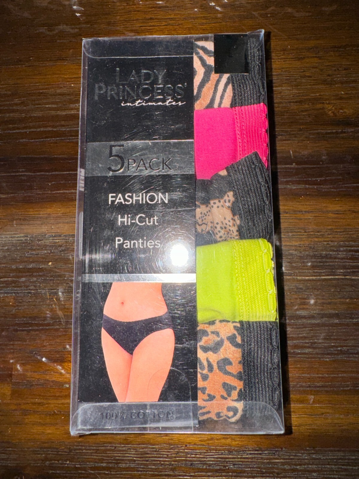 Lady Princess Women’s 5 pack Fashion HI-Cut Panties 100% Cotton NEW with TAGS